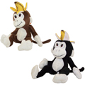 Generic Value Plush - SET of 2 MONKEYS with Banana Hats (Black & Brown - 10 inch)